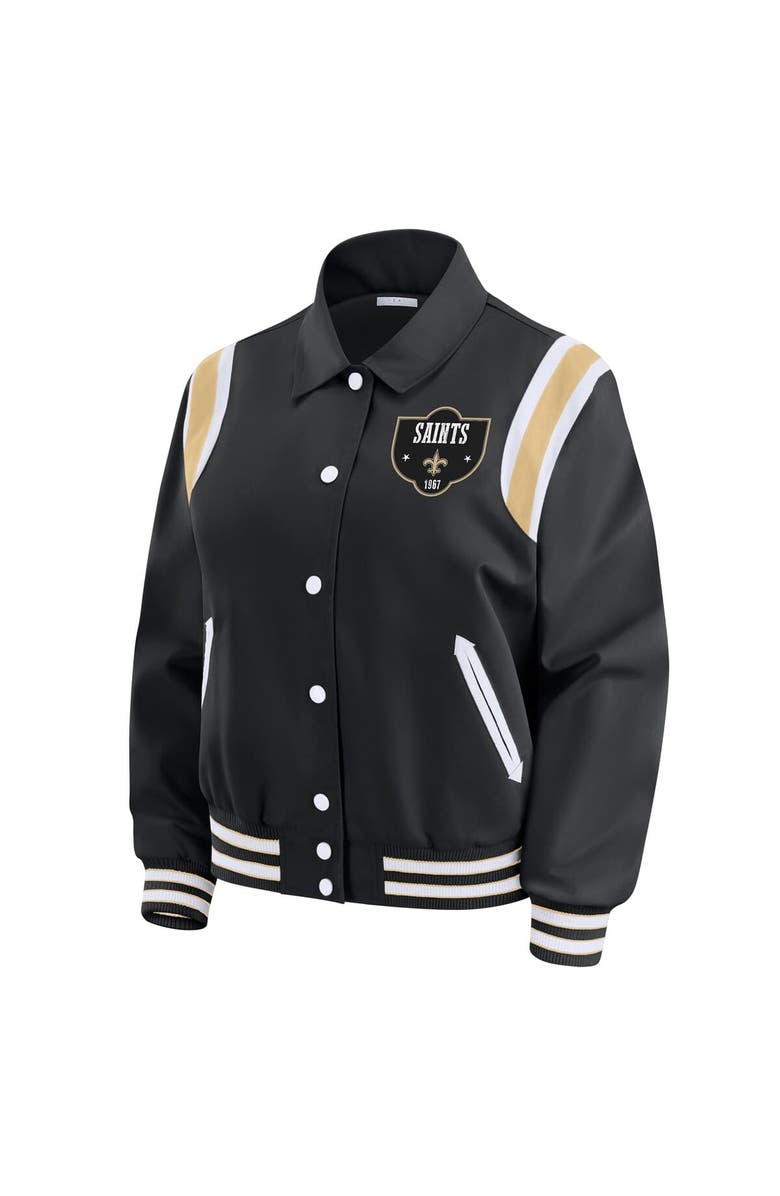 WEAR by Erin Andrews Women's WEAR by Erin Andrews Black New Orleans Saints Varsity Lightweight Full-Snap Jacket, Alternate, color, Black