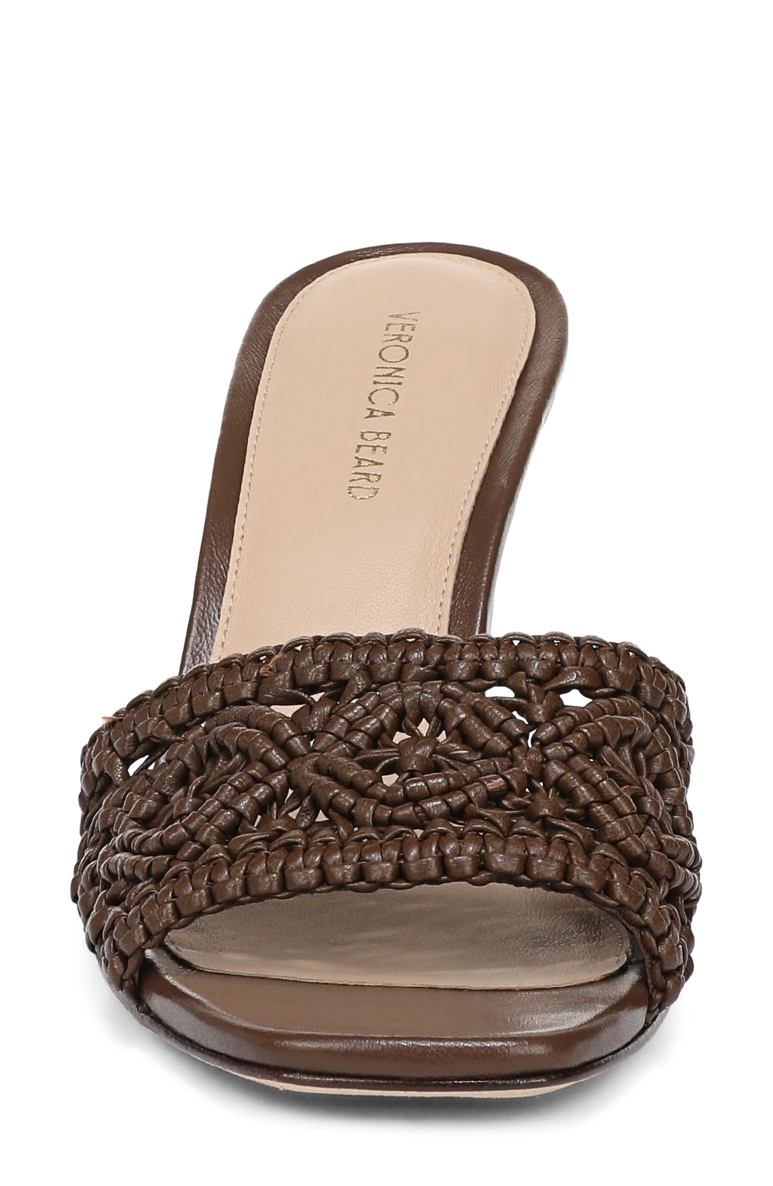 Veronica Beard Ellen Macramé Wedge Slide Sandal, Alternate, color, Walnut