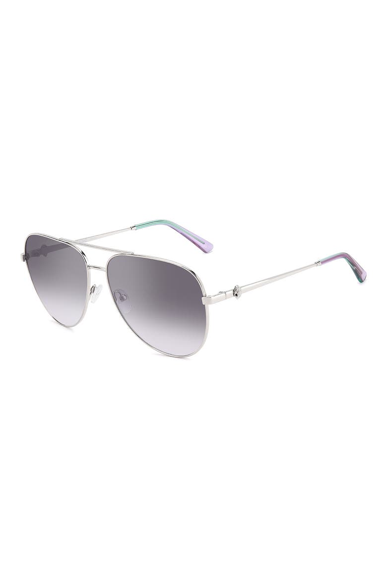 65mm Oversize Gradient Pilot Sunglasses, Alternate, color, PALLADIUM/ GREY SILVER