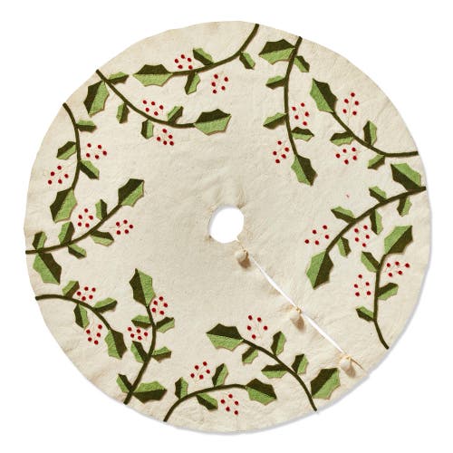 Tag Holly And Berry Christmas Tree Skirt White Multi Felt In Neutral