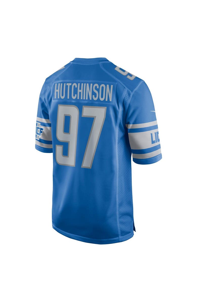Nike Men's Nike Aidan Hutchinson Blue Detroit Lions Player Game Jersey, Alternate, color,