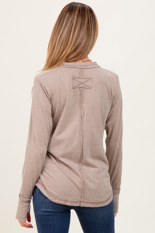 Pinkblush Long Sleeve Exposed Seam Top In Brown