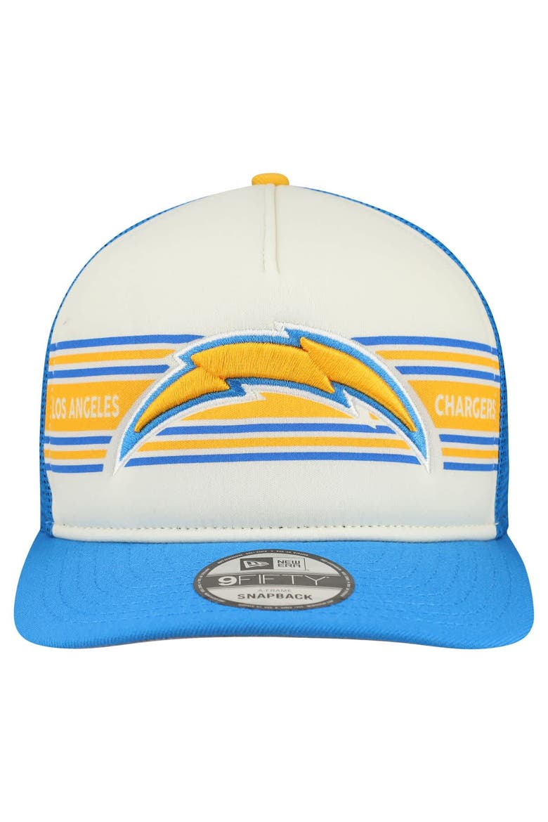Men's New Era  Cream/Powder Blue Los Angeles Chargers Banner A-Frame 9FIFTY Snapback Hat, Alternate, color, Cream