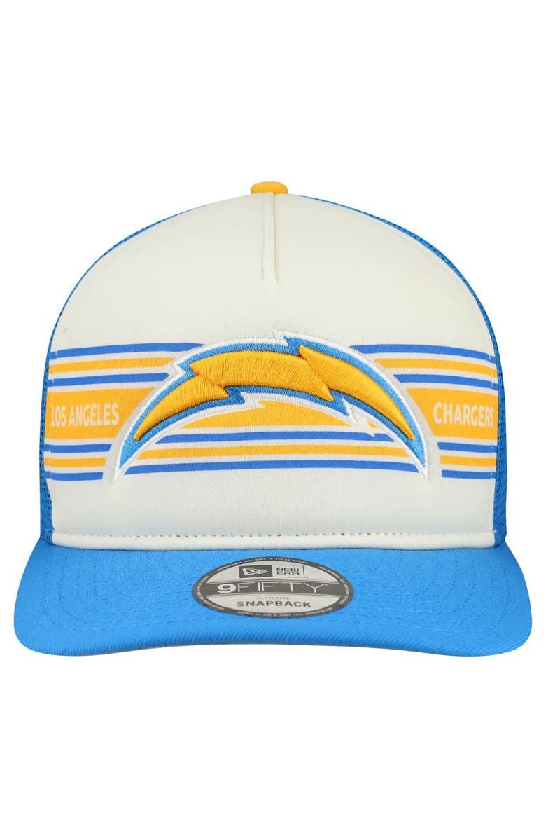 New Era Men's New Era Cream/Powder Blue Los Angeles Chargers Banner A-Frame 9FIFTY Snapback Hat, Alternate, color, Cream