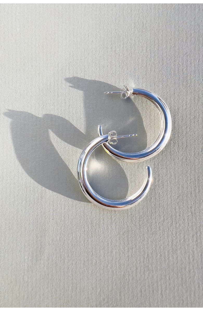Astor & Orion Crescent Hoops, Alternate, color, Silver