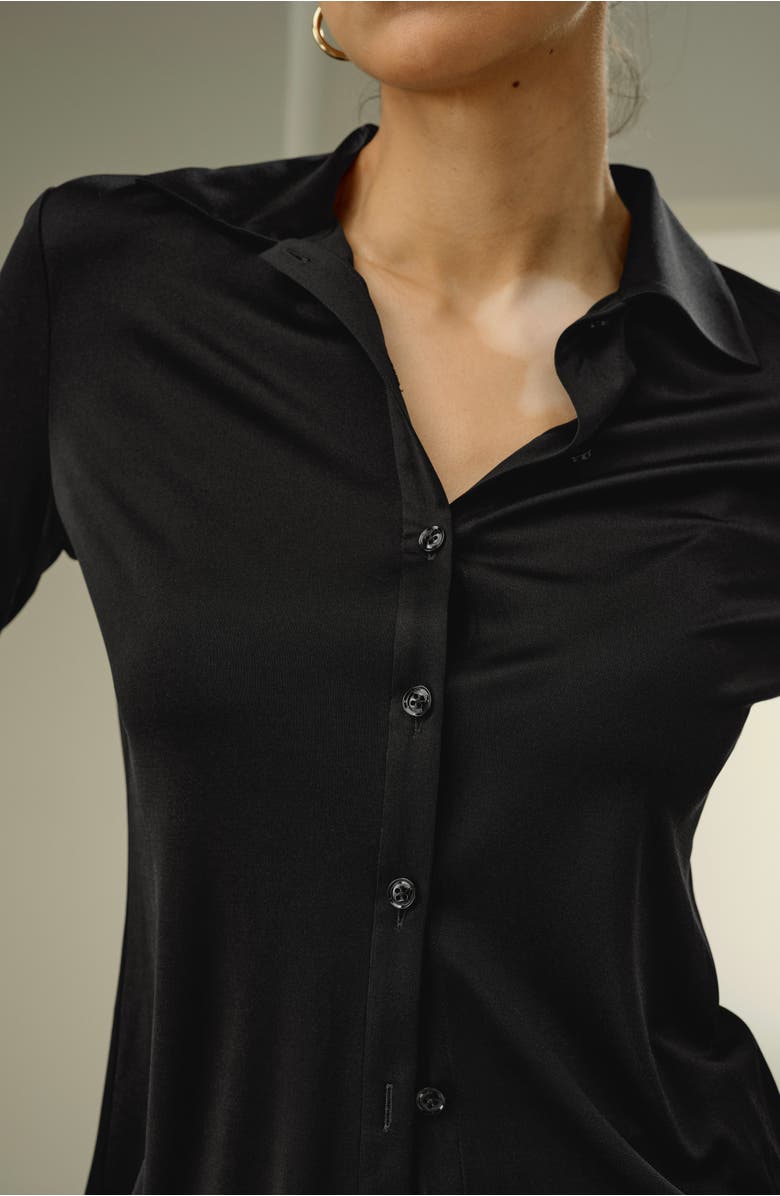 Lilysilk Women's Silk Jersey Basic Slim Shirt, Alternate, color, Black