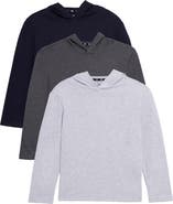 XRAY Kids' 3-Pack Hooded Long Sleeve Cotton T-Shirts
