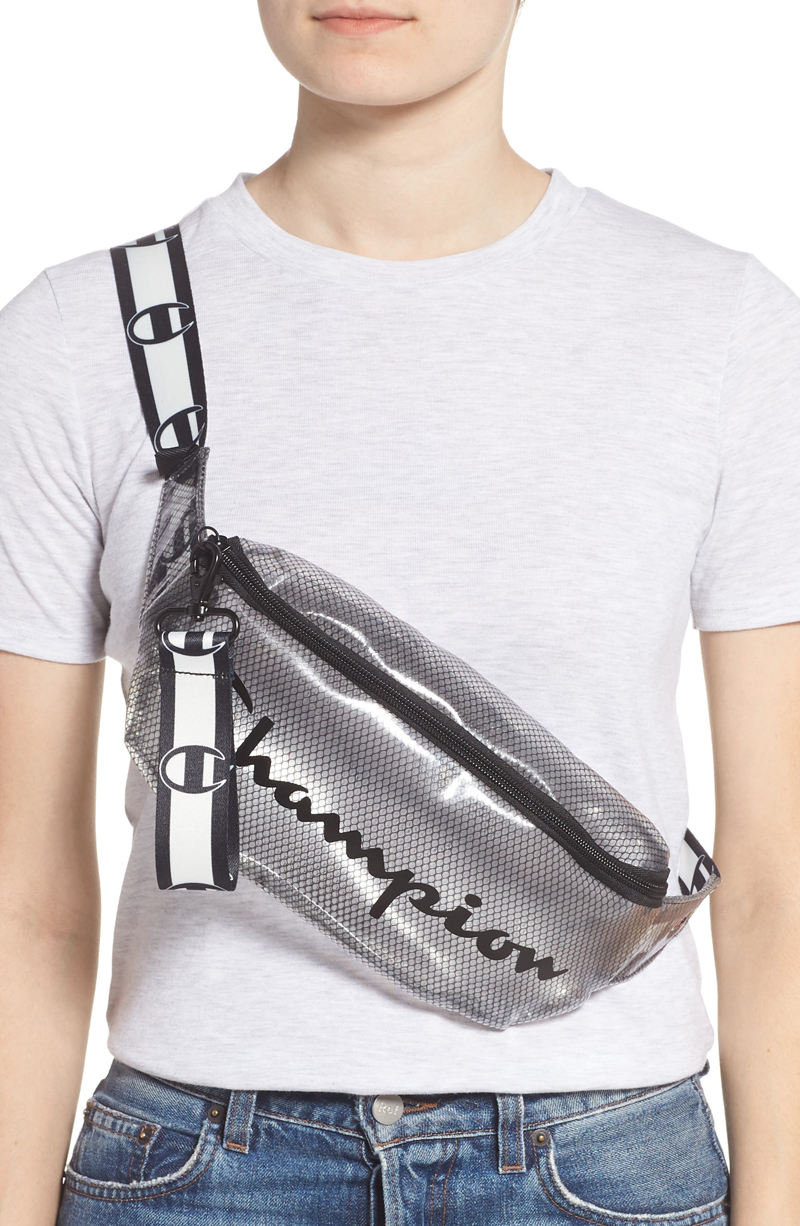 Champion Prime Logo Clear Belt Bag, Alternate, color, 