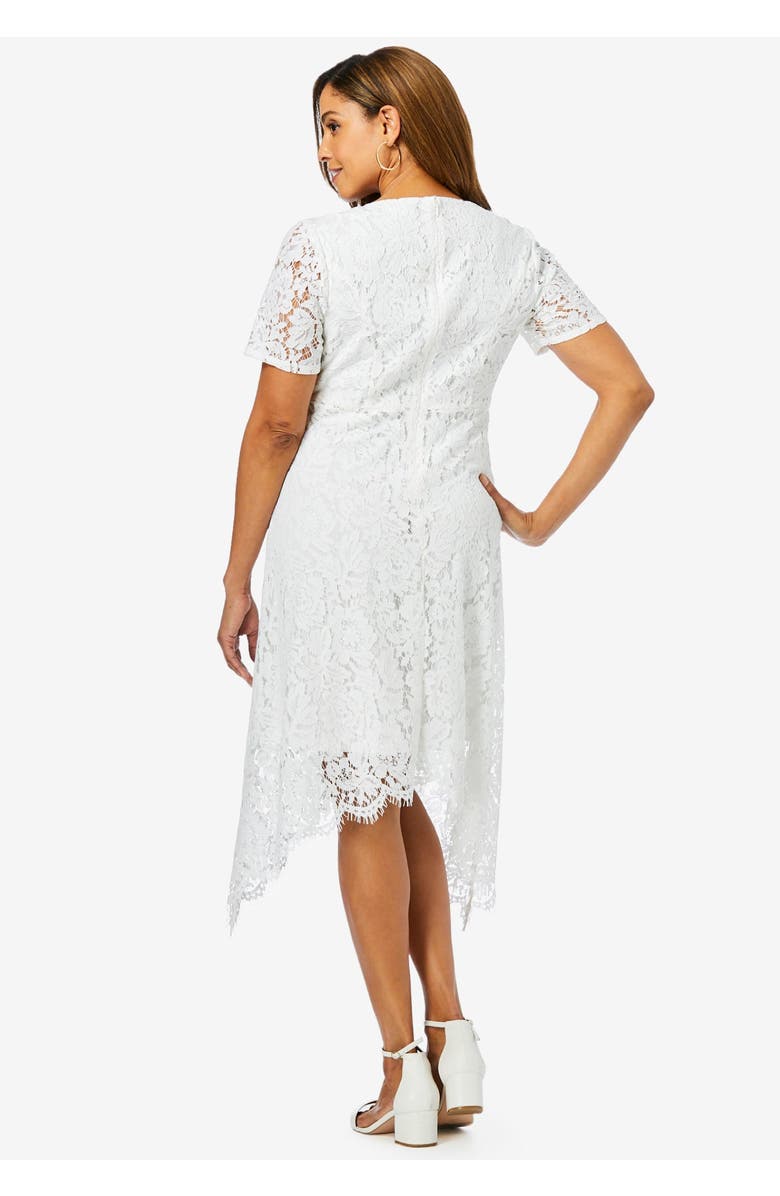 Jessica London Lace Handkerchief Dress, Alternate, color, White