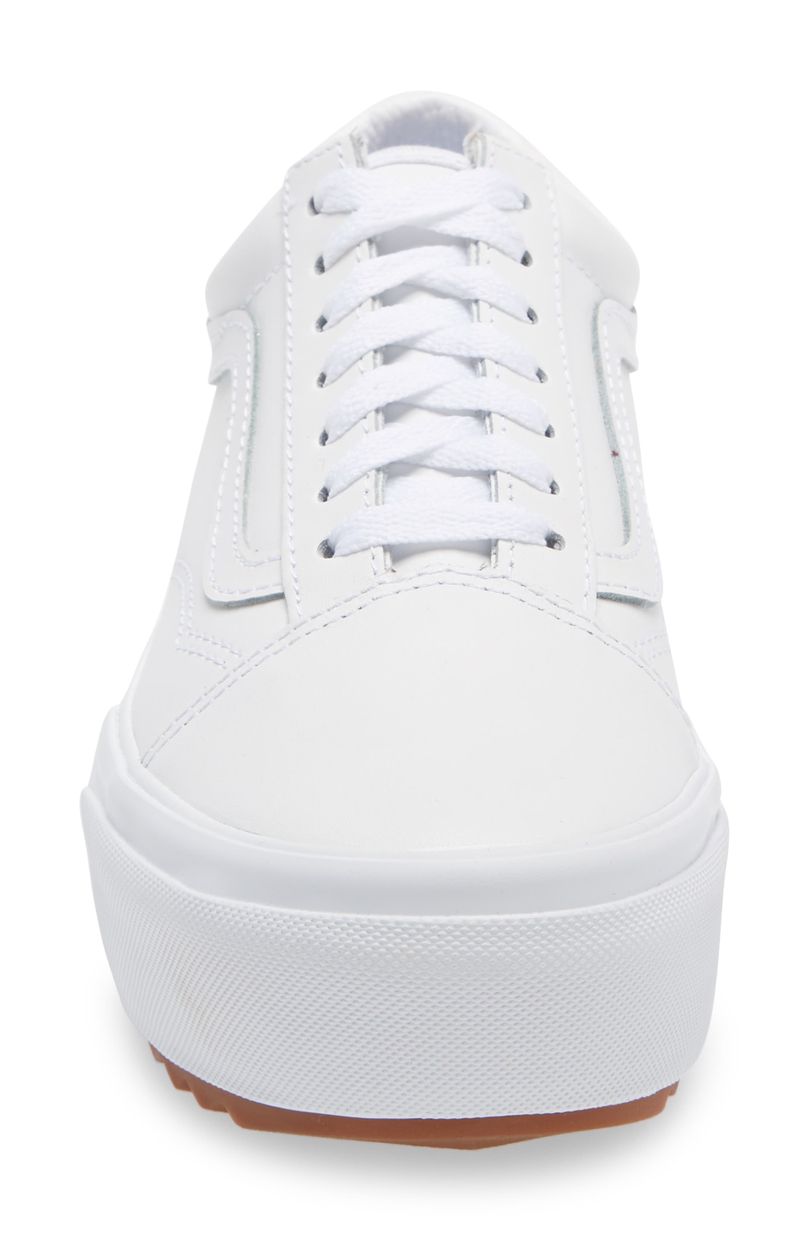 Old Skool Stacked Platform Sneaker, Alternate, color, TRUE WHITE/ TRUE WHITE