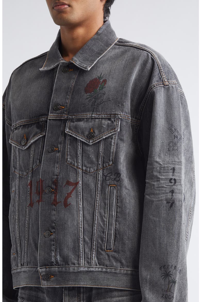 Tattoo Boxy Denim Jacket, Alternate, color, 1441 DARK GREY