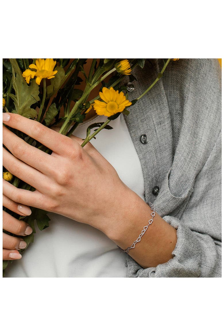 Textured Heart Link Bracelet, Alternate, color, SILVER