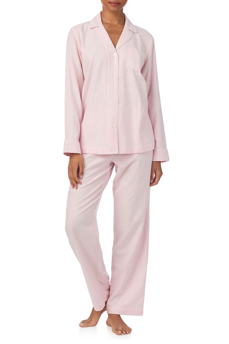 Print Cotton Blend Pajamas, Main, color, PINK STRIPE