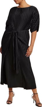 ELOQUII Draped Plisse Dress