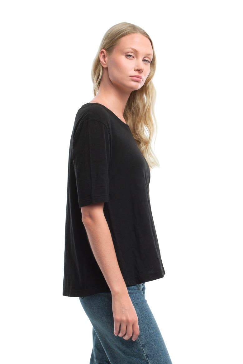 Elbow Sleeve Trapeze Top, Alternate, color, Black