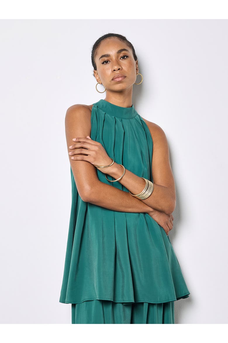 Pleat Detail Tunic Top, Main, color, Teal