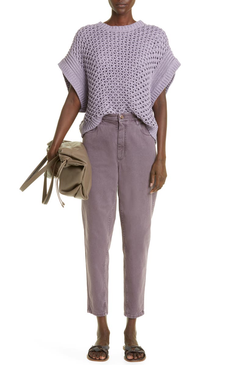 Brunello Cucinelli Open Knit Cotton Sweater, Alternate, color, 