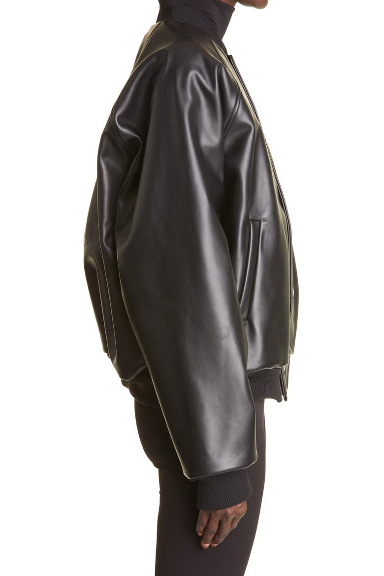 Leather Varsity Jacket, Alternate, color, BLACK