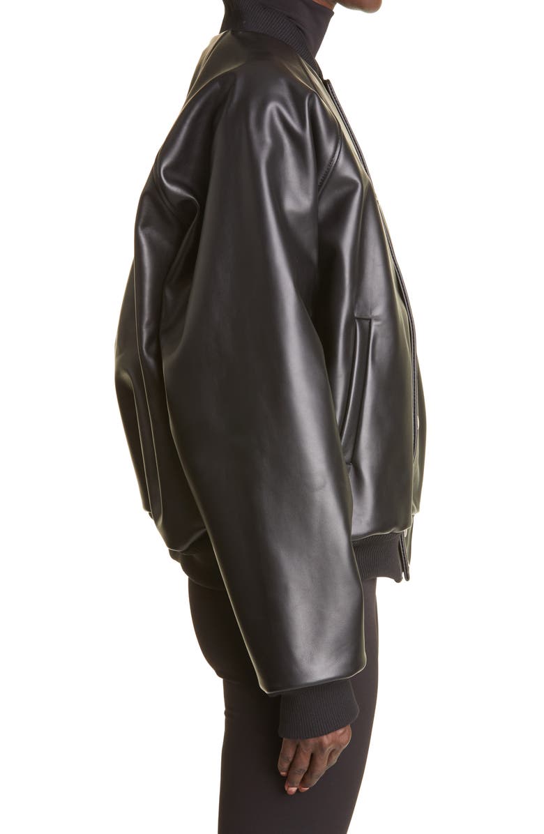 LaQuan Smith Leather Varsity Jacket, Alternate, color,