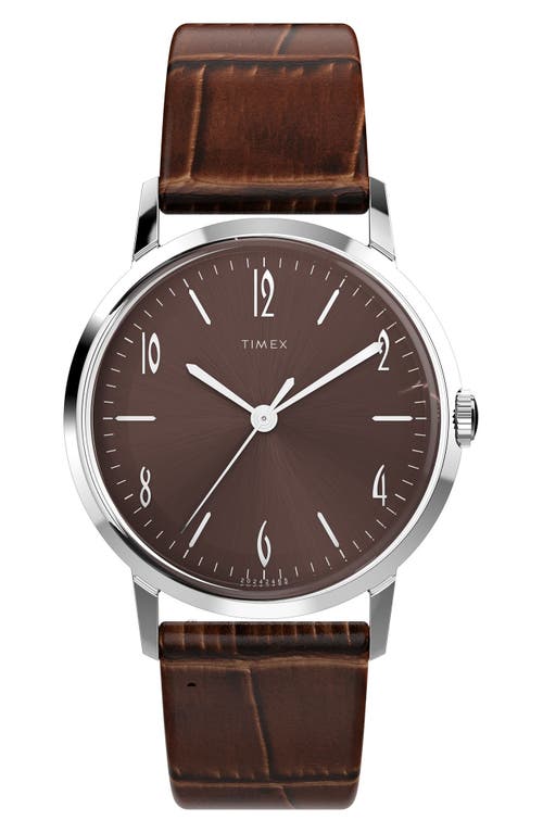 Timex ® Marlin® Leather Strap Watch, 34mm In Brown