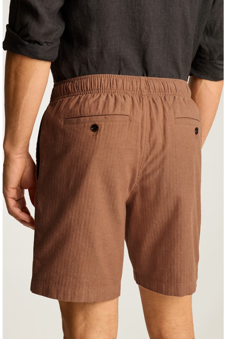 Nomad Drawstring Cotton & Linen Shorts, Alternate, color, RUSSET HERRINGBONE
