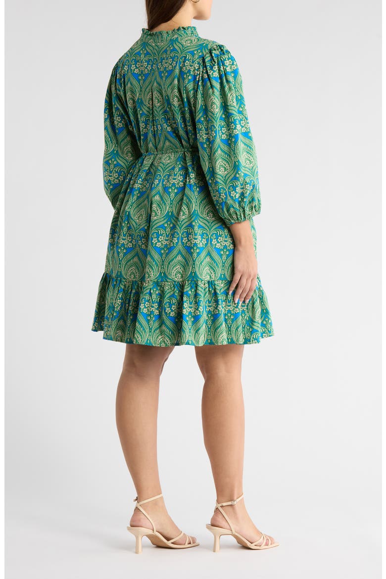 Nyra Jazlyn Paisley Split Neck Dress, Alternate, color, GREEN-BLUE-MULTI