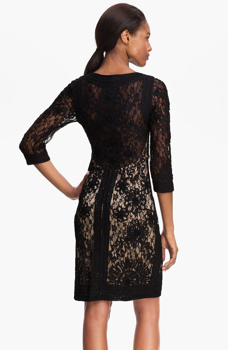 Sue Wong Ribbon Trim Illusion Bodice Dress, Alternate, color,