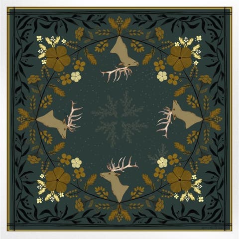 100% Silk Scarf Haven - Golden Wildflowers and Elk