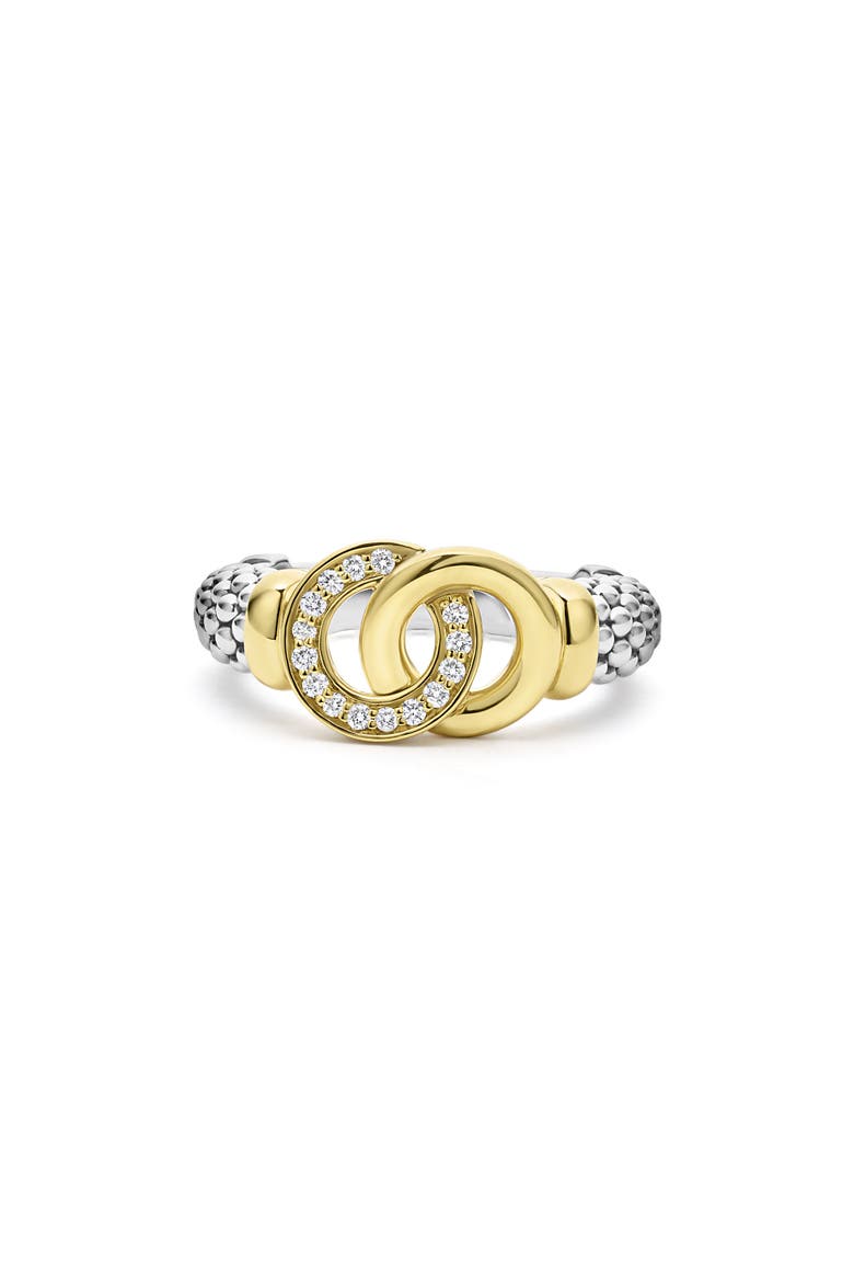 Signature Caviar Two-Tone Interlocking Diamond Ring, Alternate, color, TWO-TONE