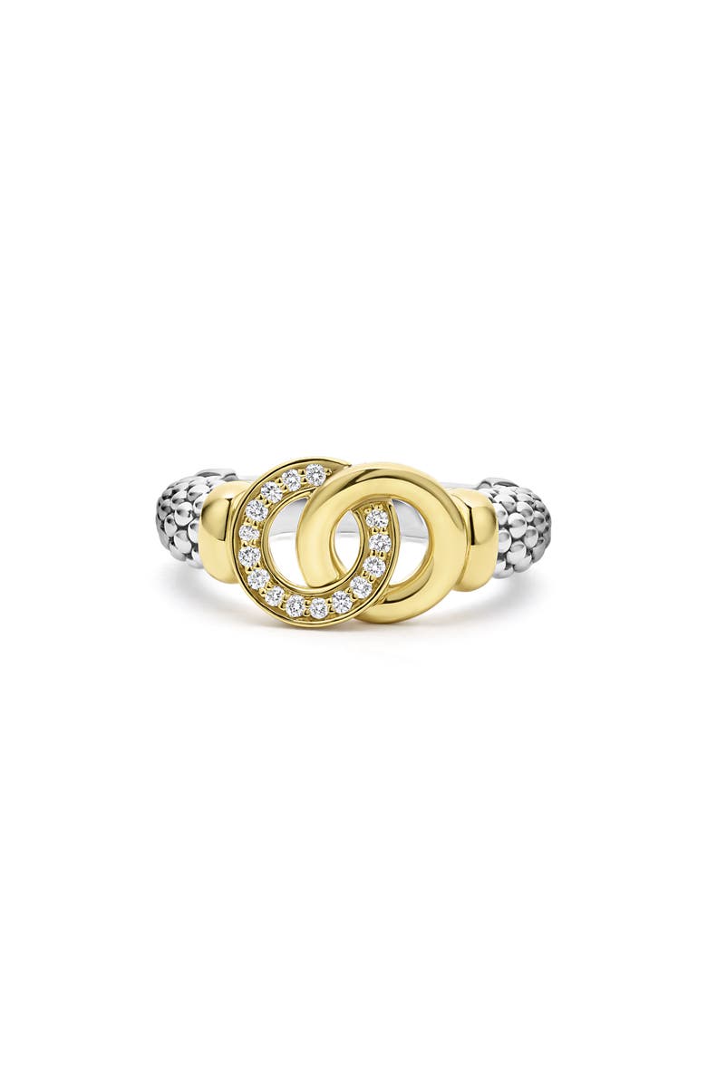 LAGOS Signature Caviar Two-Tone Interlocking Diamond Ring, Alternate, color, Two-Tone