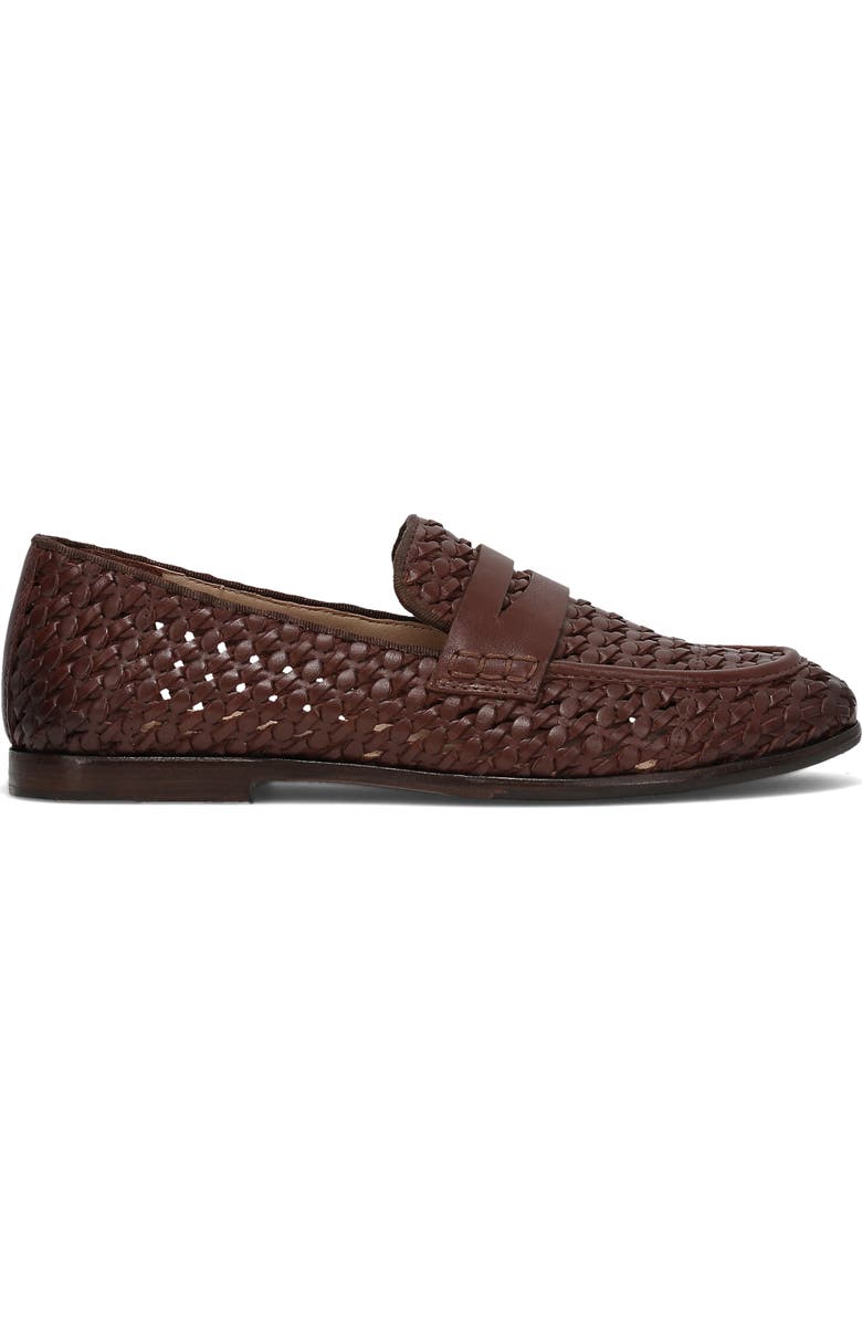 Frye Faith Woven Penny Loafer, Alternate, color, Dark Brown