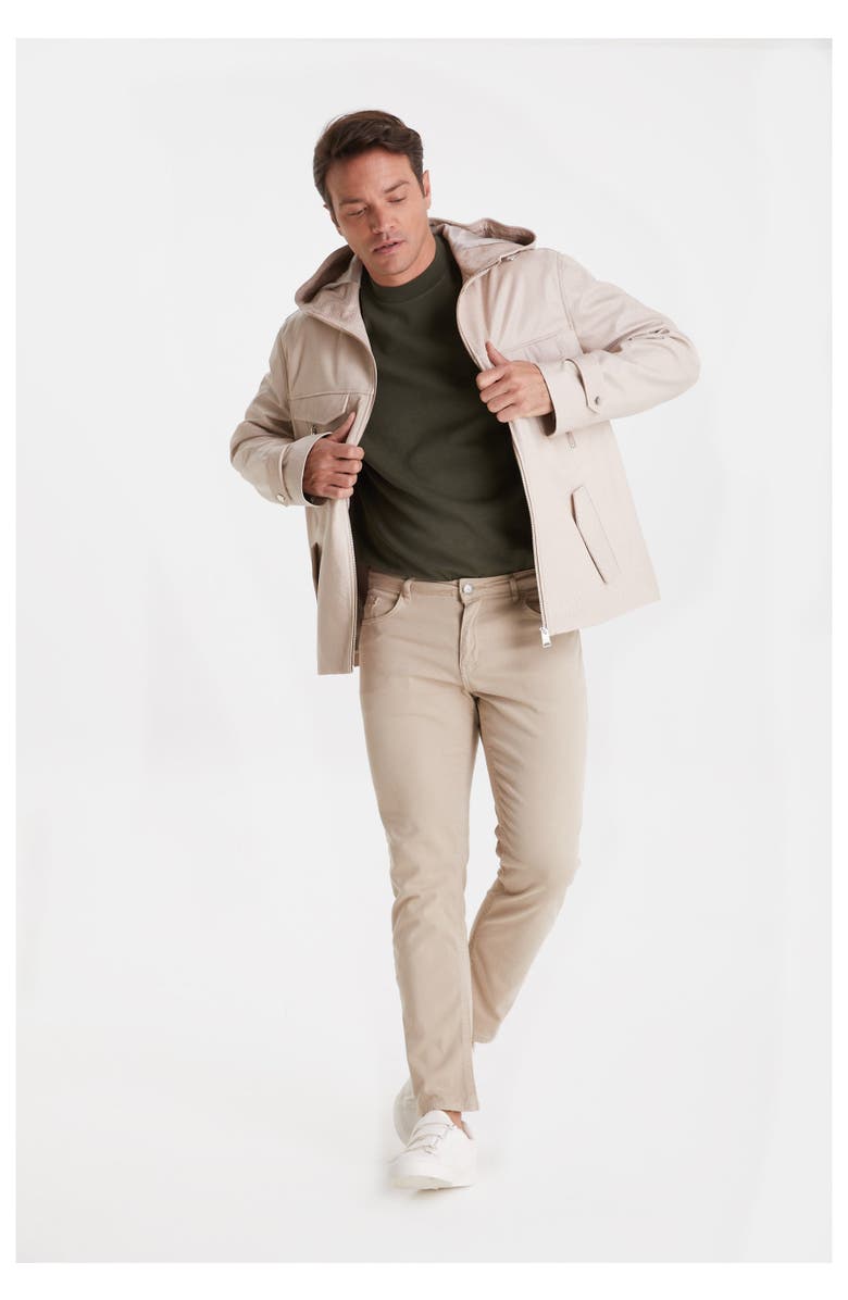 FURNIQ UK Adrian Leather Jacket, Alternate, color, Beige