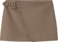 MANGO Houndstooth Buckle Mid Rise Miniskirt