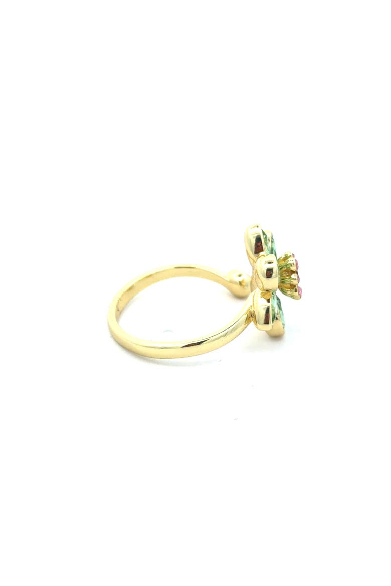 Floral Crystal Ear Cuff, Alternate, color, Green/Yellow Gold