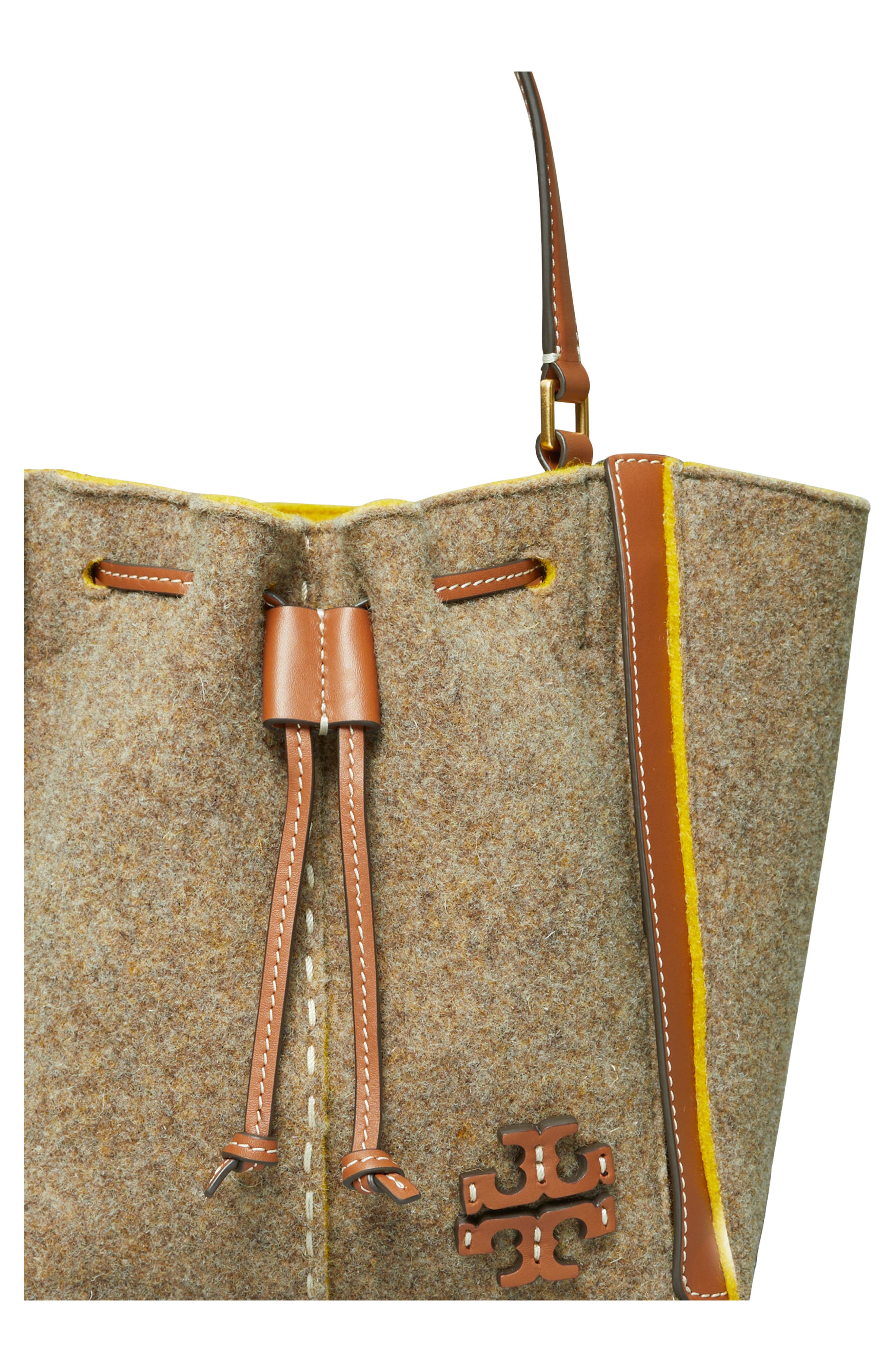 Tory Burch McGraw Wool Blend Felt Drawstring Satchel, Alternate, color, 