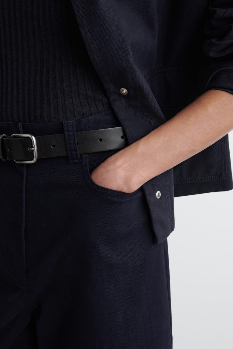 Cotton Cropped Wide-Leg Trousers, Alternate, color, NAVY