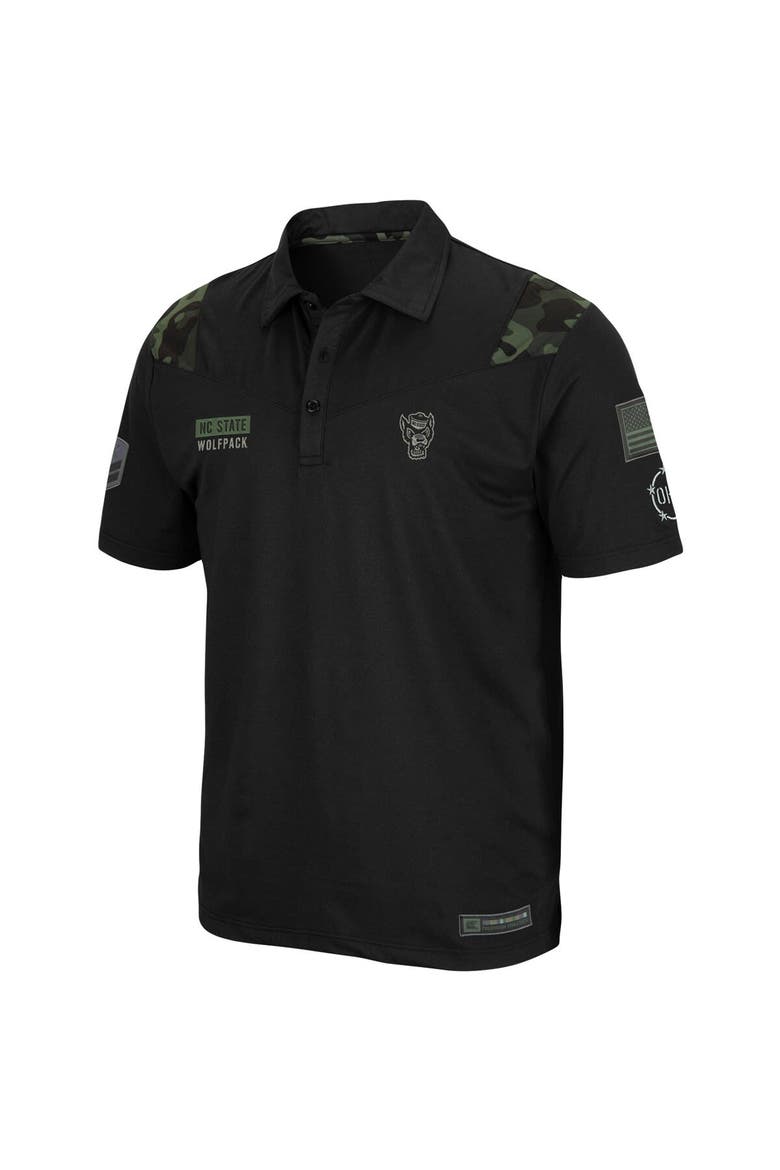 Men's Colosseum Black NC State Wolfpack OHT Military Appreciation Sierra Polo, Alternate, color, Black
