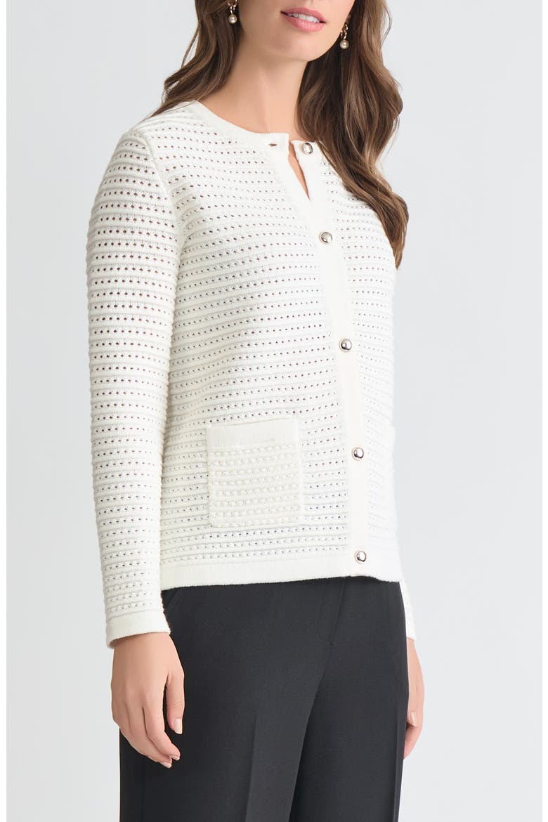 Pointelle Stitch Button-Up Cardigan, Alternate, color, VANILLA ICE