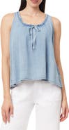 Kensie Ruffle Tie Neck Chambray Tank