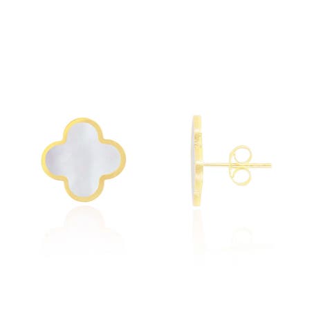 Large Mother of Pearl Clover Stud Earrings