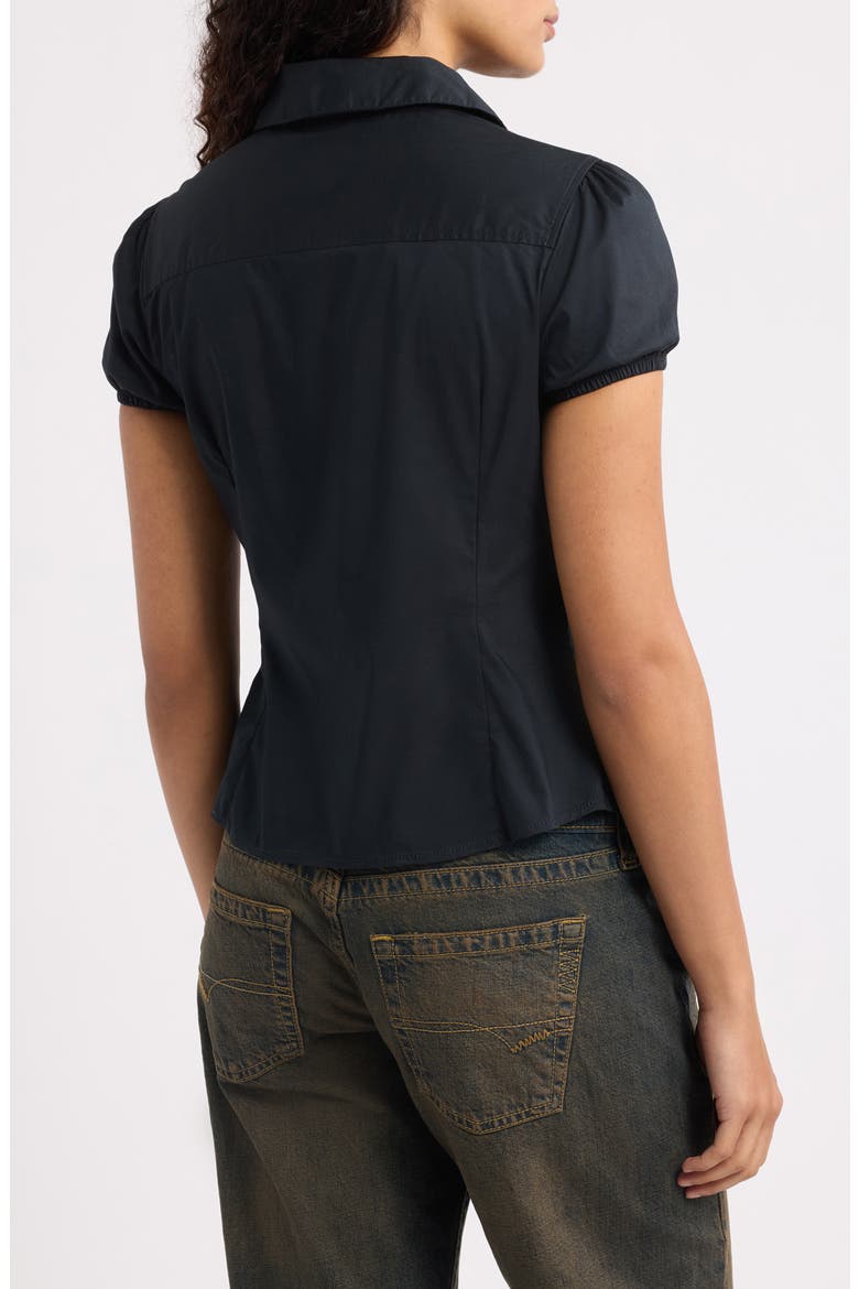 Clover Short Sleeve Button-Up Shirt, Alternate, color, BLACK