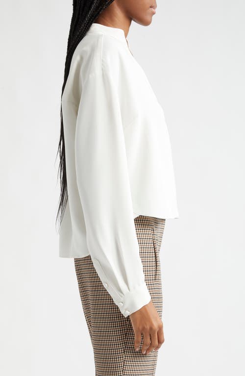 Veronica Beard Dean Split Neck Long Sleeve Top In Dove