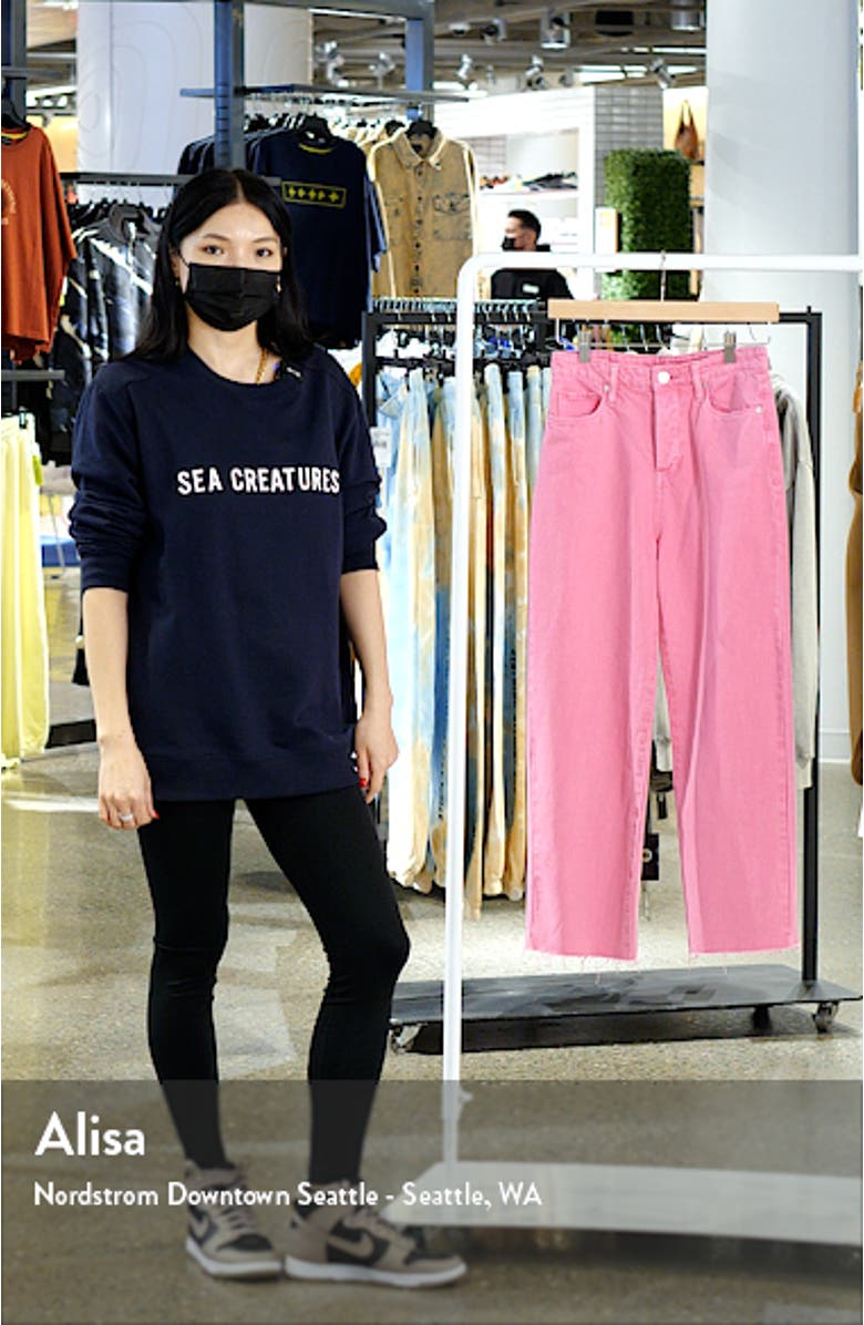 Baxter Ribcage Raw Hem Crop Straight Leg Jeans, sales video thumbnail