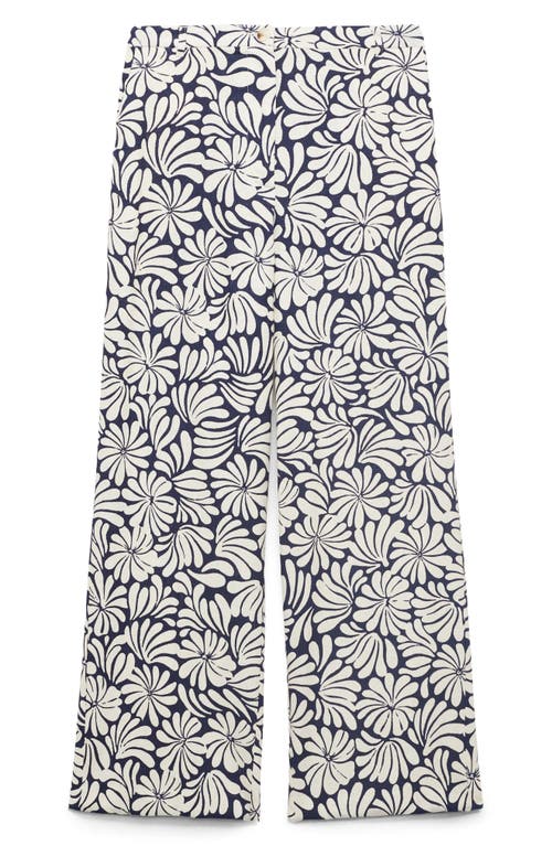 MANGO MANGO COCO PRINT LINEN BLEND WIDE LEG PANTS 