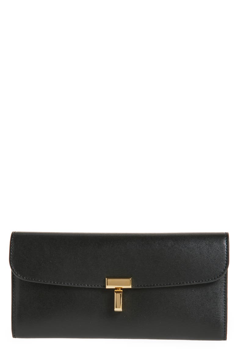 T-Lock Leather Wallet, Main, color, BLACK