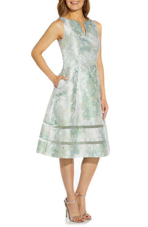Floral Jacquard Fit & Flare Dress