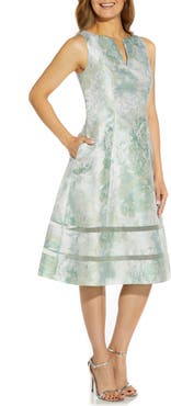 Adrianna Papell Floral Jacquard Fit & Flare Dress