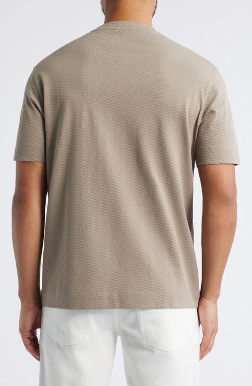 Emporio Armani Tonal Textured Wave Cotton T-shirt In Beige