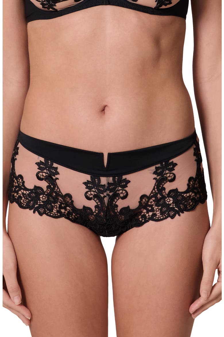 'Saga' Embroidered Boyshort Briefs, Main, color, TATOO NOIR