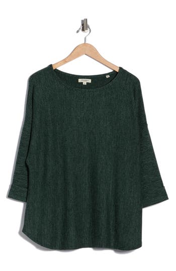 Max Studio Three-quarter Sleeve Rib Top In Green